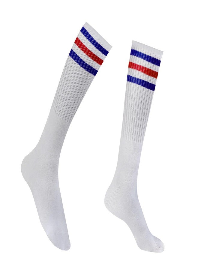 NZKNP Tube Socks Women,Striped Socks,Striped Knee High Sock,Stockings for Women,White Thigh High Sock,Baseball Stockings for Girls Cheer Stocking - Image 1